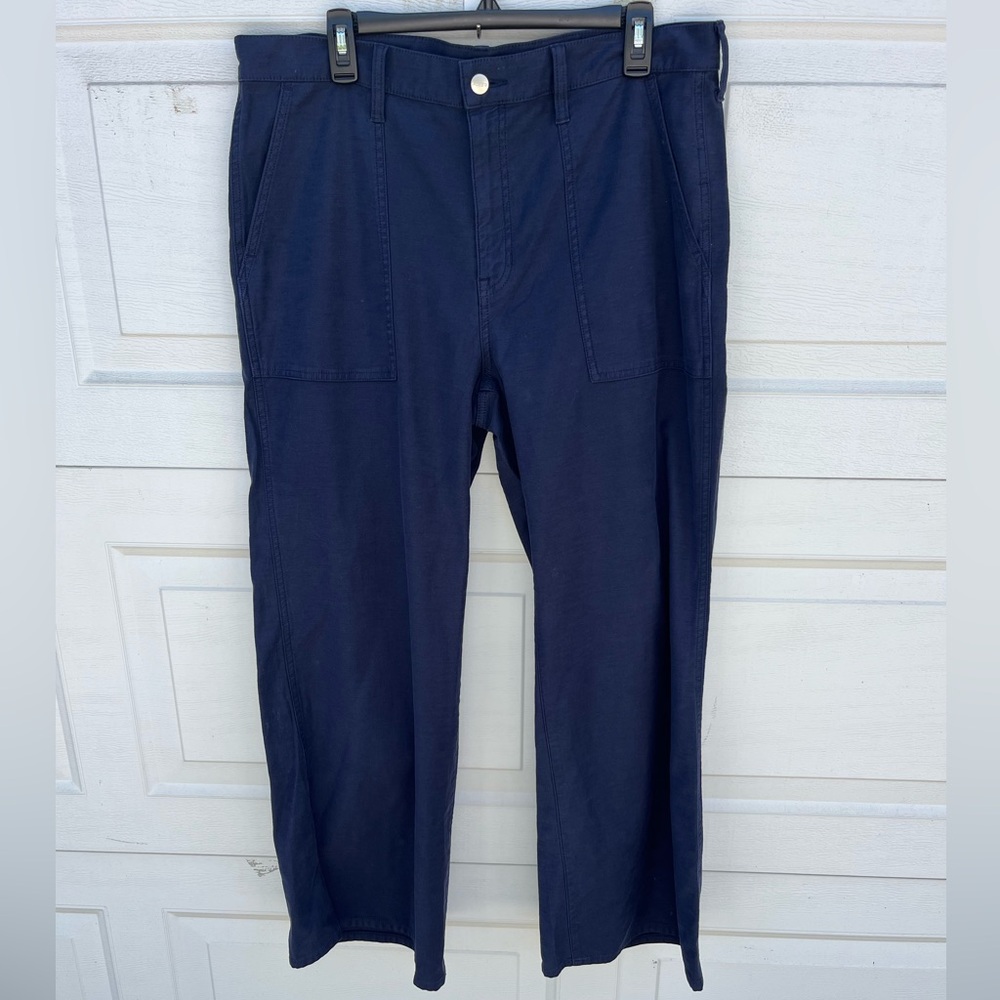 J.Crew Wide Leg CottonPants Women Size 30 Blue High Rise 32